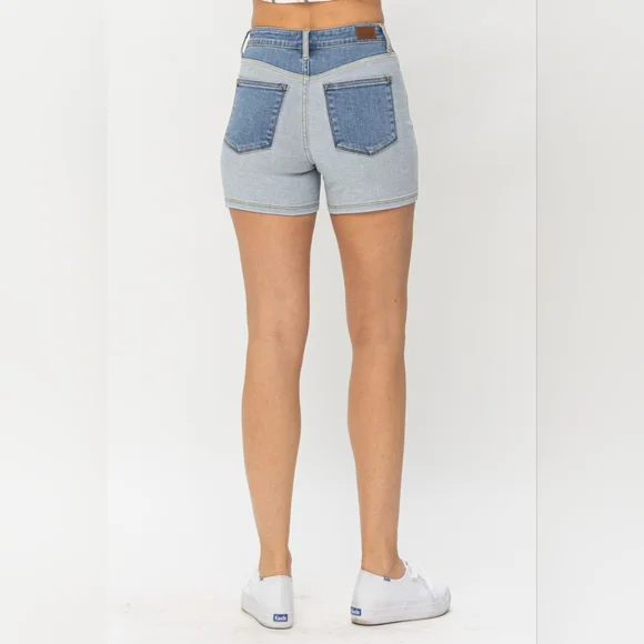 Judy Blue Full Size Color Block Denim Shorts Hit ♡ Button For 20% OFF SALE!!